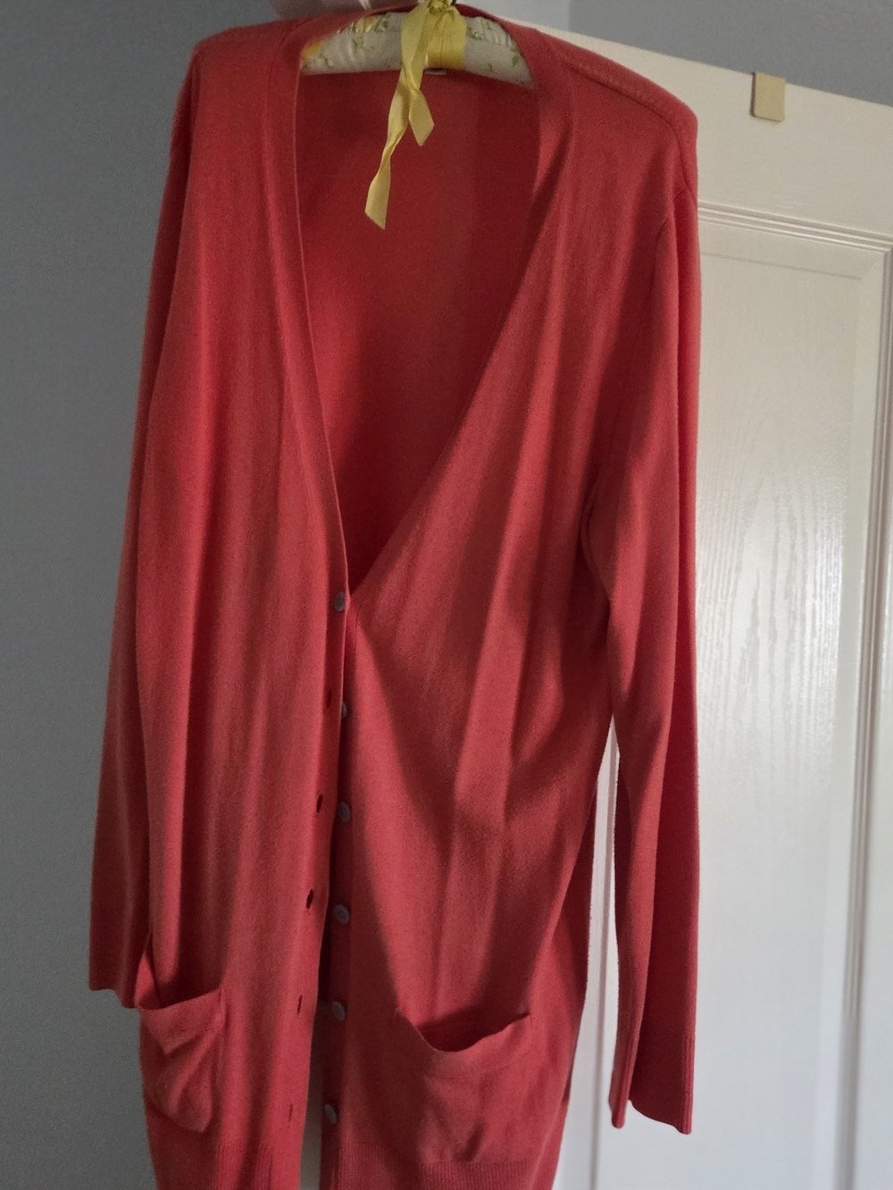 Womens Red Lightweight Button-Front Cardigan Sweater
